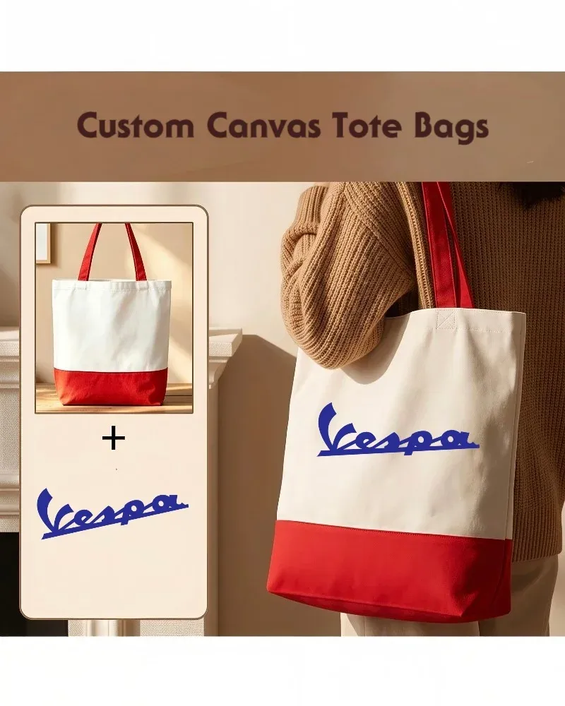 Versatile Two-Tone Medium Durable Canvas Tote Bags Daily Use