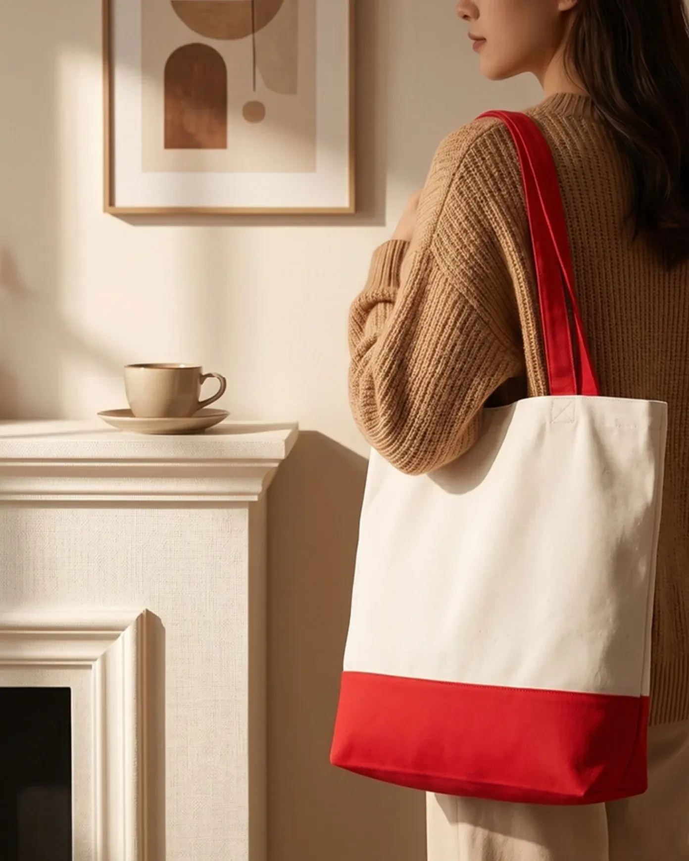 Versatile Two-Tone Medium Durable Canvas Tote Bags Daily Use