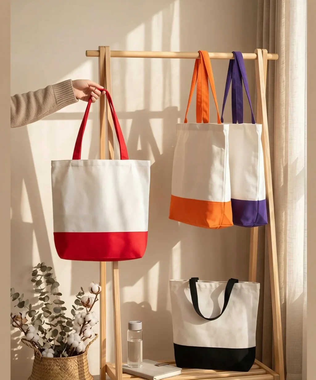 Versatile Two-Tone Medium Durable Canvas Tote Bags Daily Use