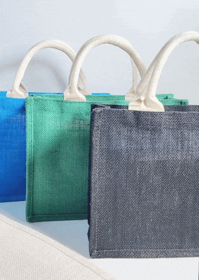 Premium Colored Jute Burlap Beach Bag for Shopping Vacation