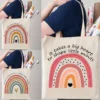 Casual Handbag Rainbow Recycled Canvas Tote Bag