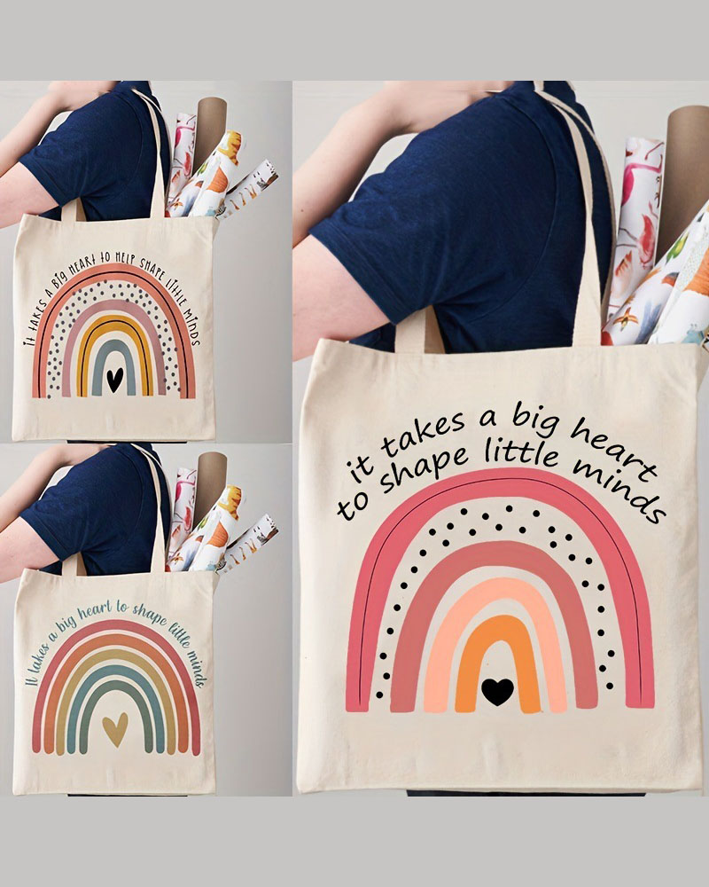 Casual Handbag Rainbow Recycled Canvas Tote Bag