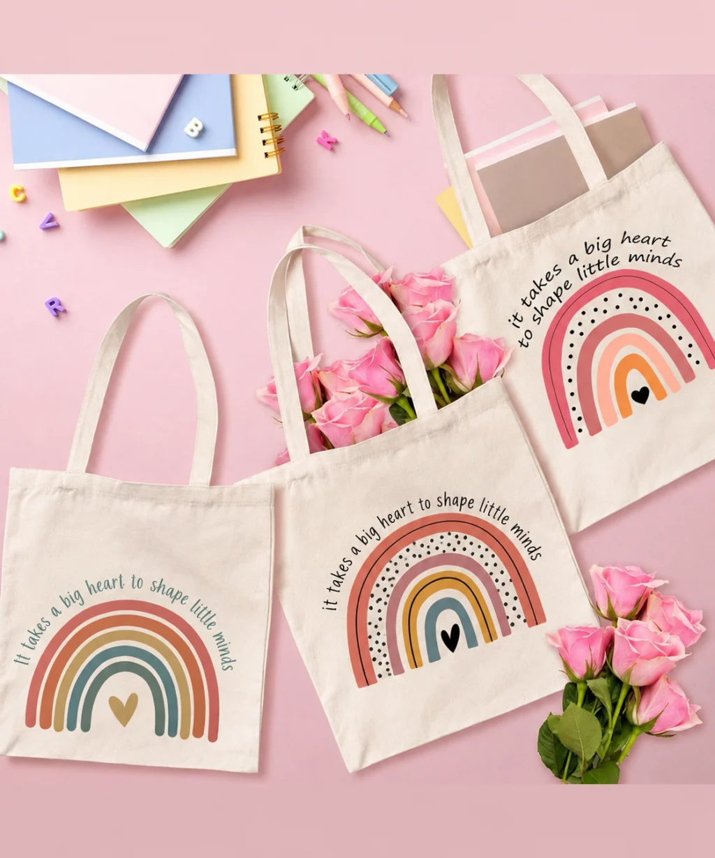 Casual Handbag Rainbow Recycled Canvas Tote Bag - Image 6