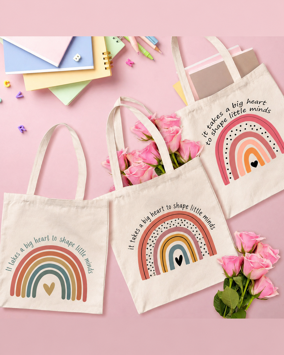 Casual Handbag Rainbow Recycled Canvas Tote Bag - Image 6