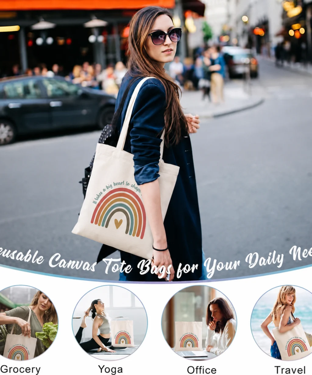 Casual Handbag Rainbow Recycled Canvas Tote Bag - Image 5