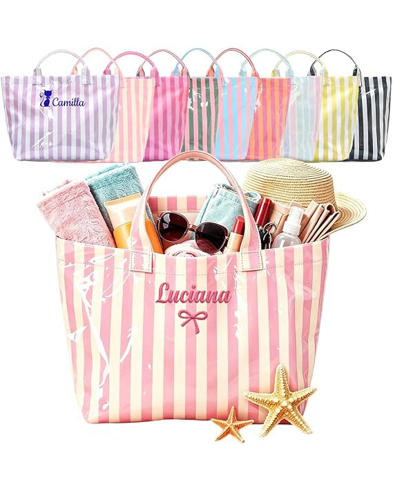 Custom PVC Tote Bag Jelly Striped Design