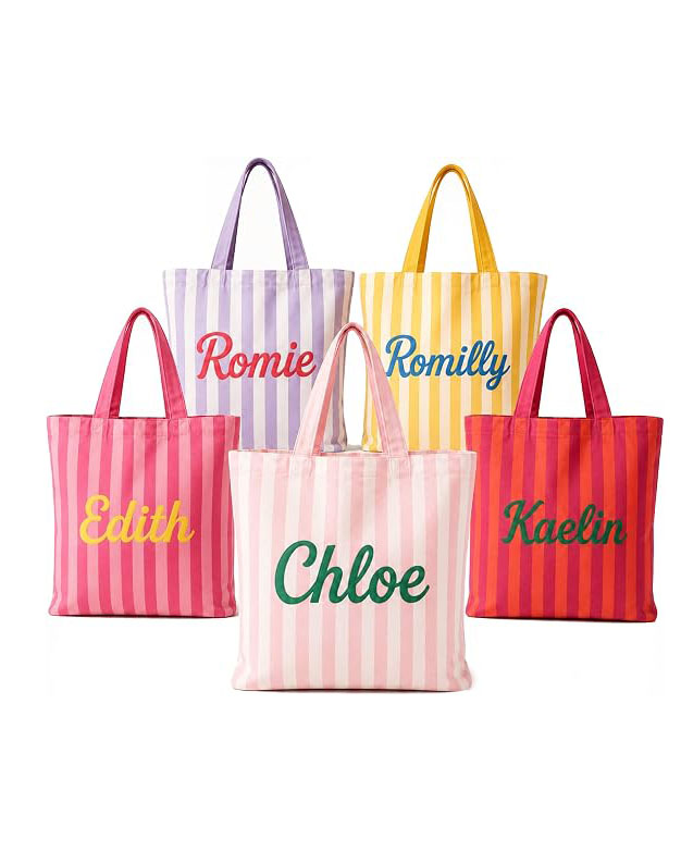 Custom Striped Canvas Tote Bag for Women