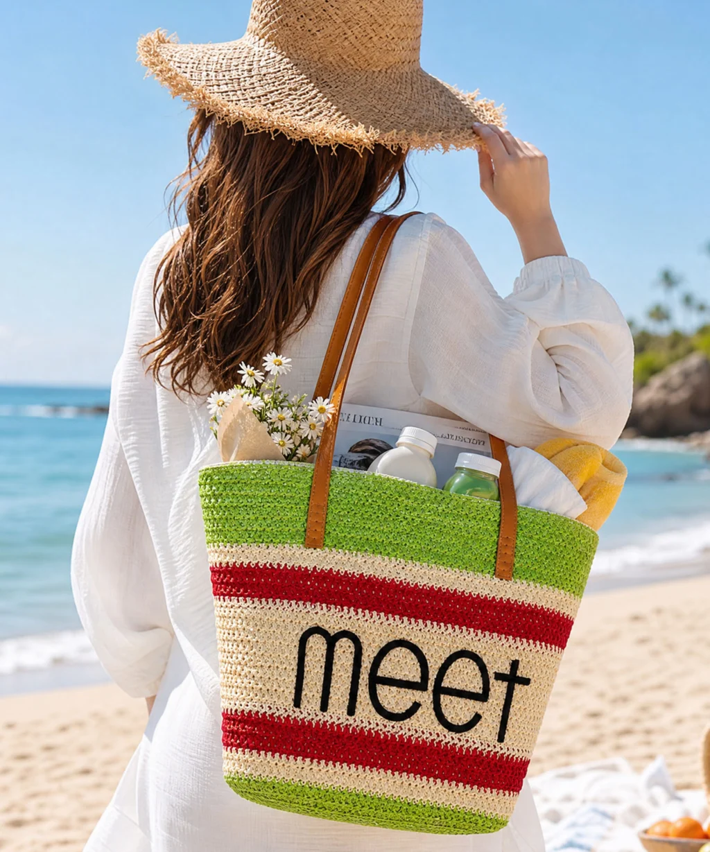 Large Summer Woven Straw Beach Bags for Women - Image 6