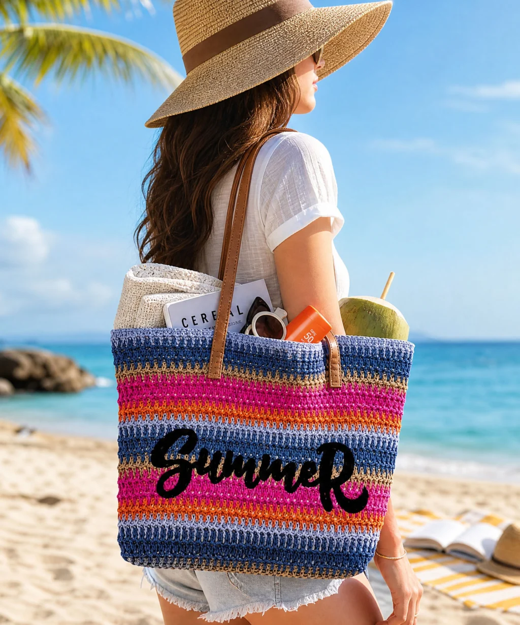 Large Summer Woven Straw Beach Bags for Women - Image 4