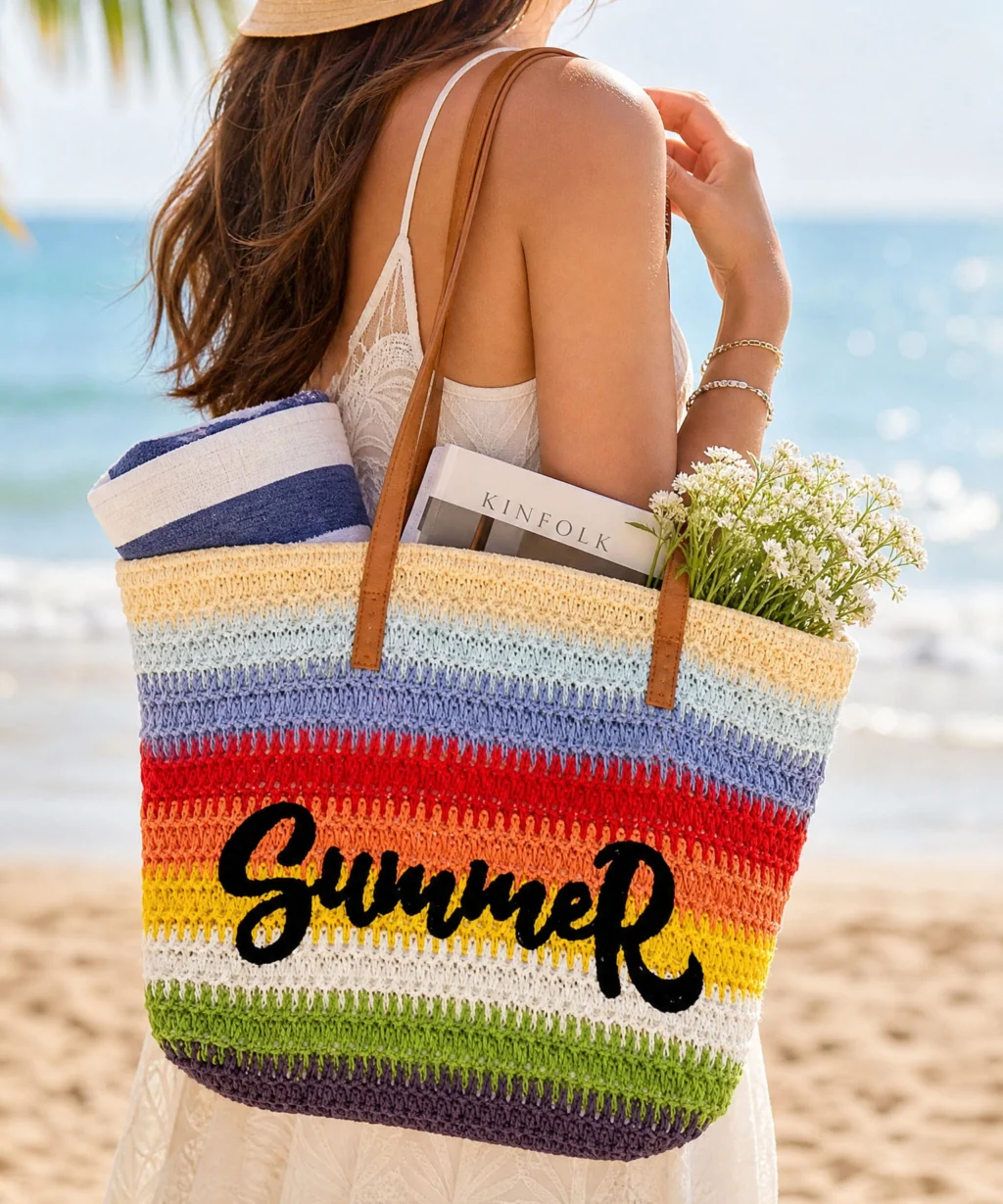 Large Summer Woven Straw Beach Bags for Women - Image 3