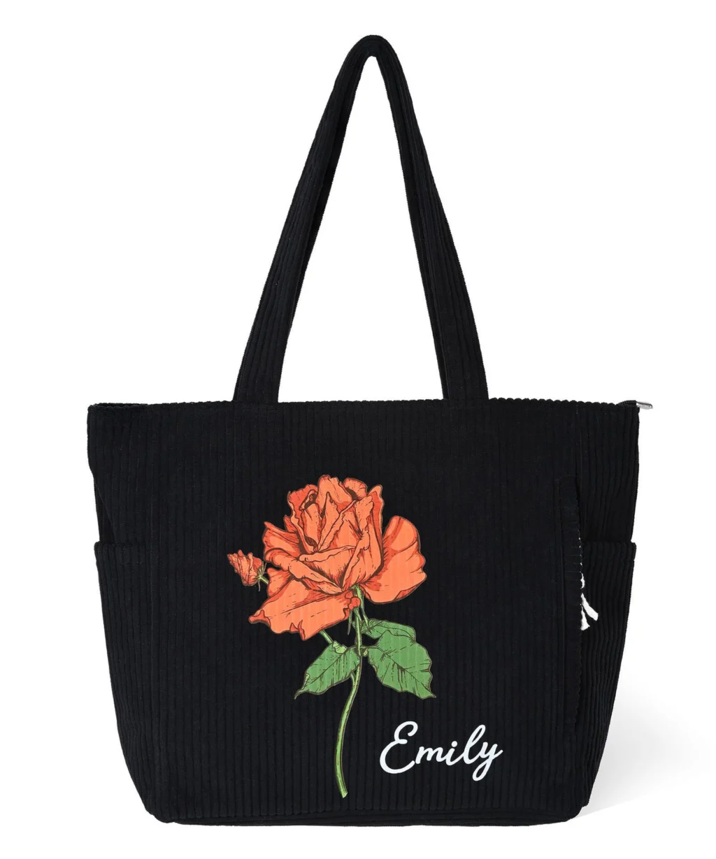 Personalized Birth Flower Tote Bag Custom Name - Image 10