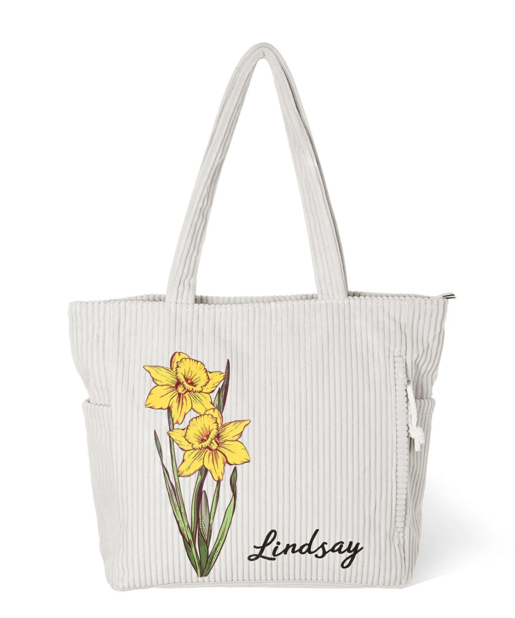 Personalized Birth Flower Tote Bag Custom Name - Image 9