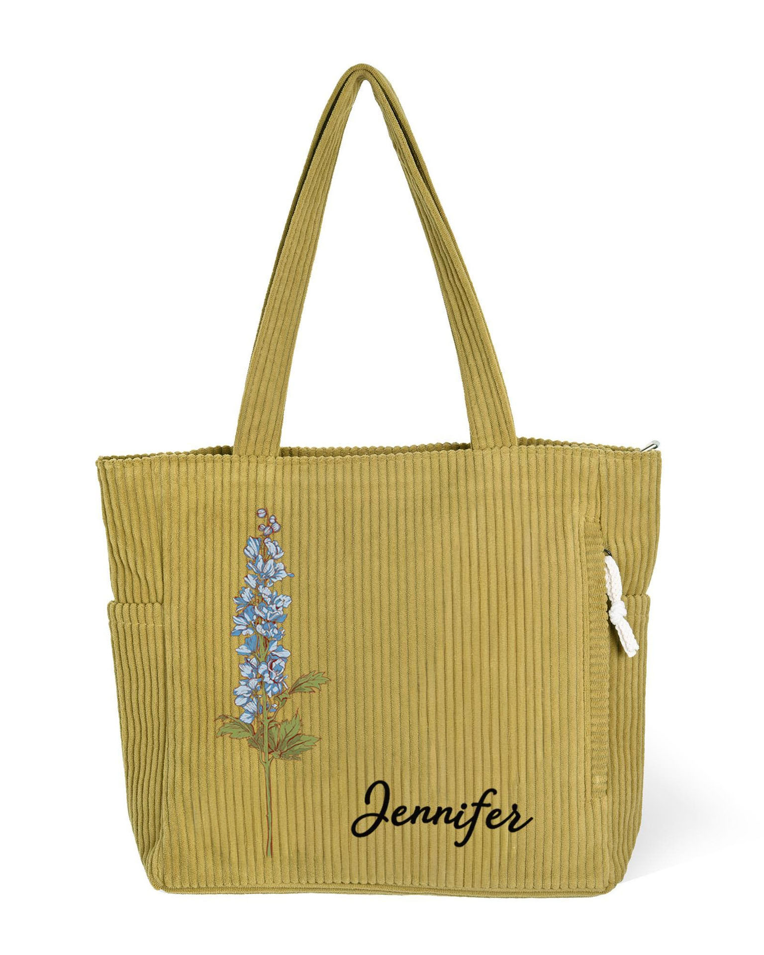 Personalized Birth Flower Tote Bag Custom Name - Image 2