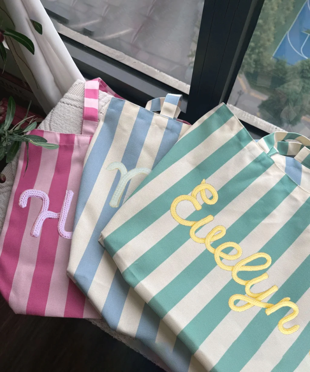Custom Striped Canvas Tote Bag for Women - Image 6