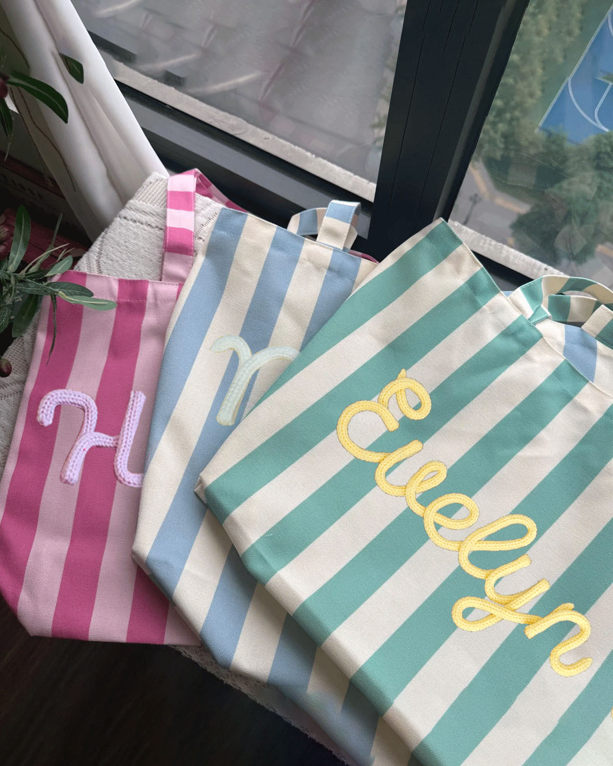 Custom Striped Canvas Tote Bag for Women - Image 6