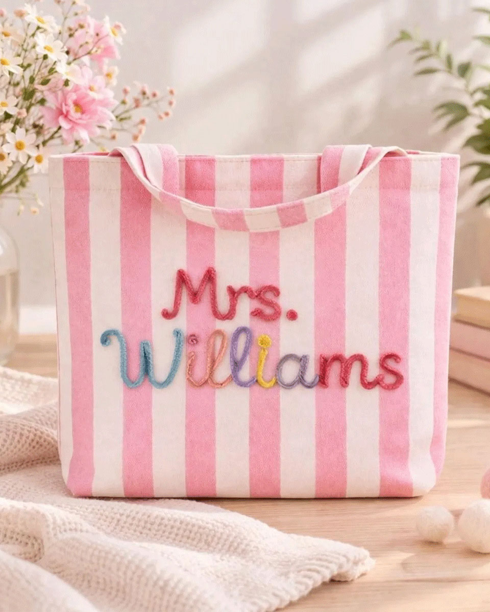 Custom Striped Canvas Tote Bag for Women - Image 11