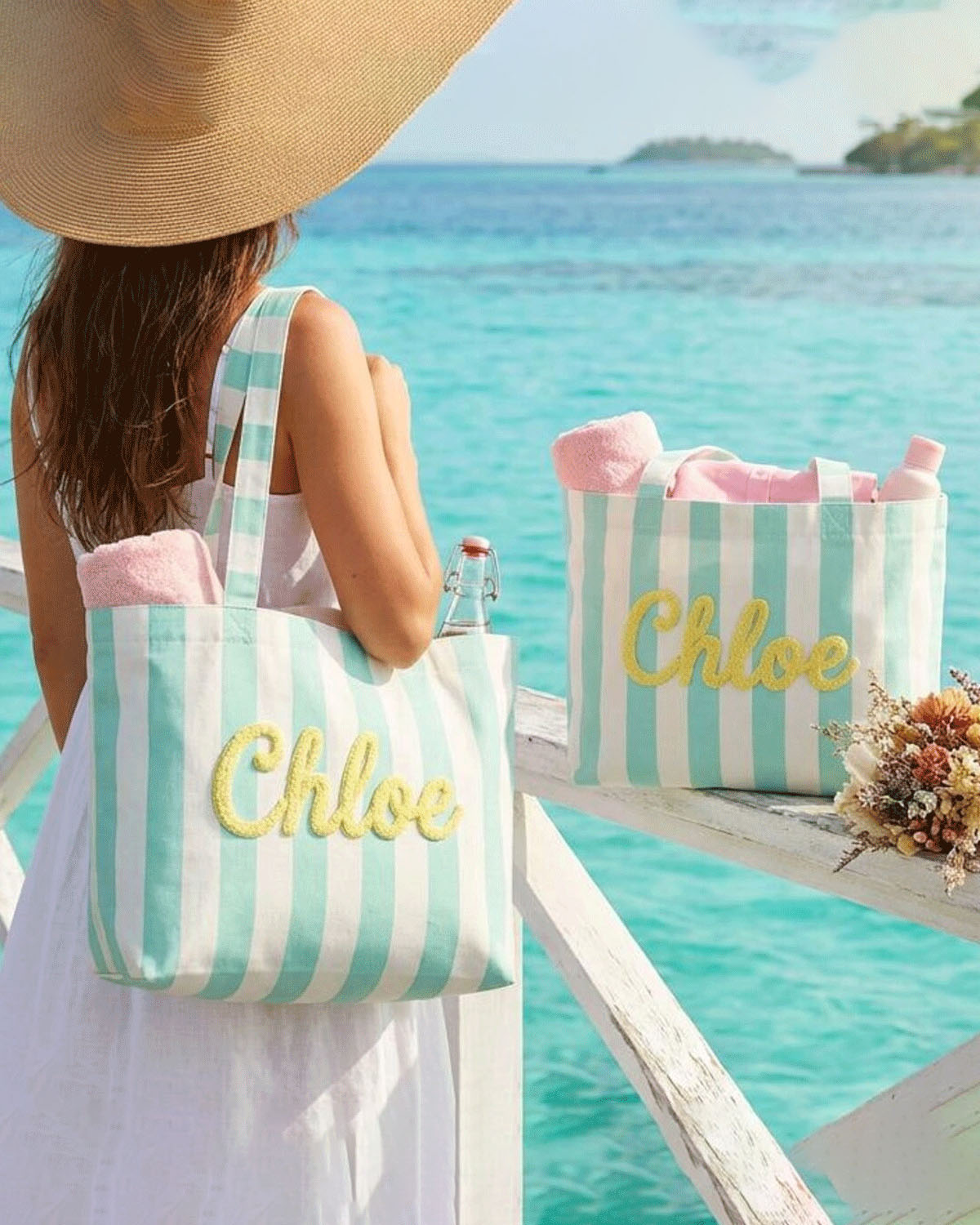 Custom Striped Canvas Tote Bag for Women - Image 8